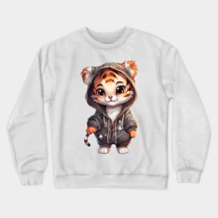 Bengal Tiger Wearing Hoodie Crewneck Sweatshirt